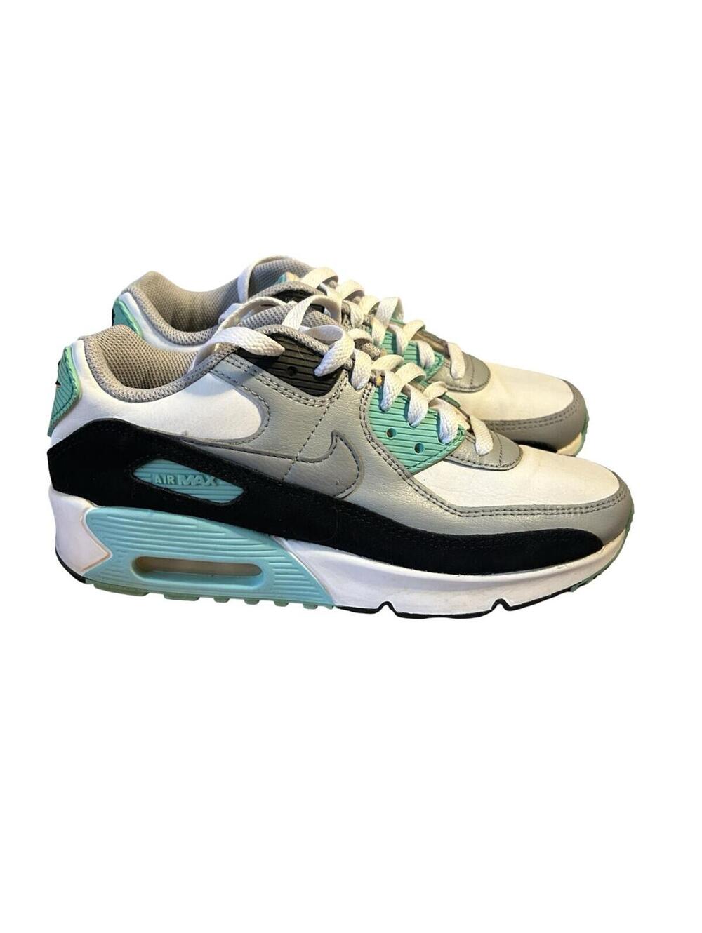 Nike Air Max 90 GS White Gray Aqua Turquoise Sneakers Youth Size 5Y